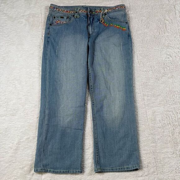 Vintage Y2K Luxurie Beaded Women’s Cropped Capri Denim Jeans - Picture 1 of 8
